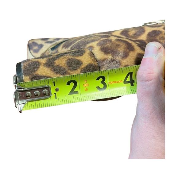 Nine West Leopard Calf Hair Bootie Sz 7.5 Pointed Toe Block Heel Mob Wife Y2K - Picture 7 of 8